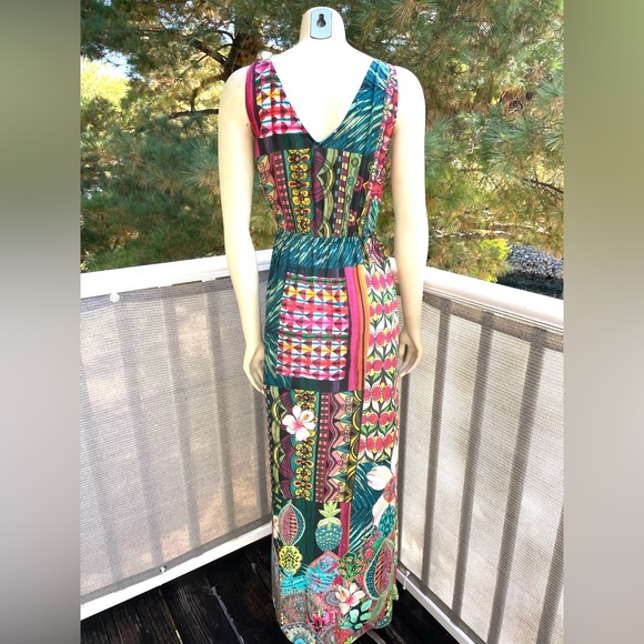 Desigual Multicolor Floral Faux Wrap Sleeveless Summer Dress L - Picture 2 of 10
